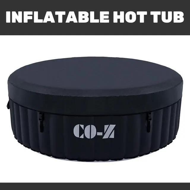 Main image of Iatable Spa Tub with 120 Air Jets Heater Electric Pump Outdoor Hot Tub Black