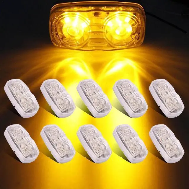 Main image of 10PCS 4" Bullseye 10 LED Truck Trailer RV Side Marker Light 12V Clearance Amber