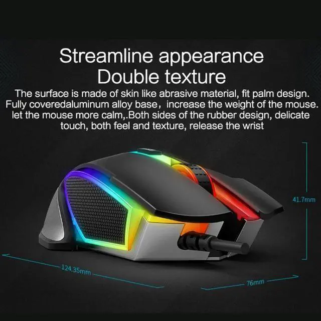 Alt view image 7 of 7 - Rapoo V302 8 Keys Color RGB Gaming Wired Mouse, Cable Length: 1.8m (Black)