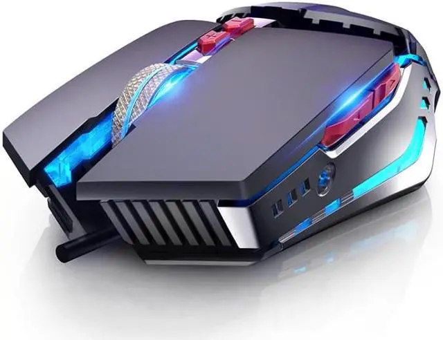 Alt view image 2 of 7 - YINDIAO 3200DPI 4-modes Adjustable 7-keys RGB Light Wired Metal Mechanical Hard Core Macro Mouse, Style: Audio Version(Black)