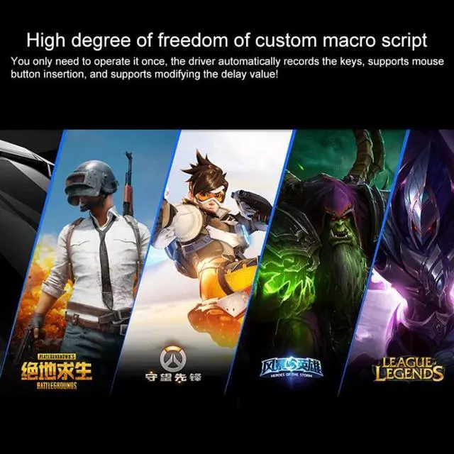 Alt view image 7 of 7 - YINDIAO 3200DPI 4-modes Adjustable 7-keys RGB Light Wired Metal Mechanical Hard Core Macro Mouse, Style: Audio Version(Black)