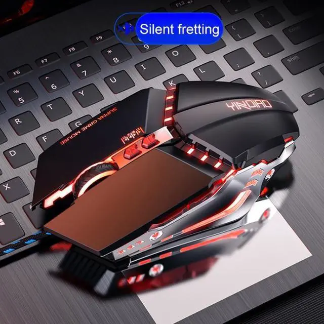 Alt view image 5 of 7 - YINDIAO 3200DPI 4-modes Adjustable 7-keys RGB Light Wired Metal Mechanical Hard Core Macro Mouse, Style: Audio Version(Black)