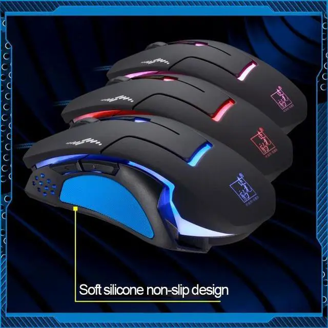 Alt view image 3 of 7 - T7 Wired 3 Color Changeable 1200 DPI 1600DPI 2400DPI Gaming USB Optical Mouse