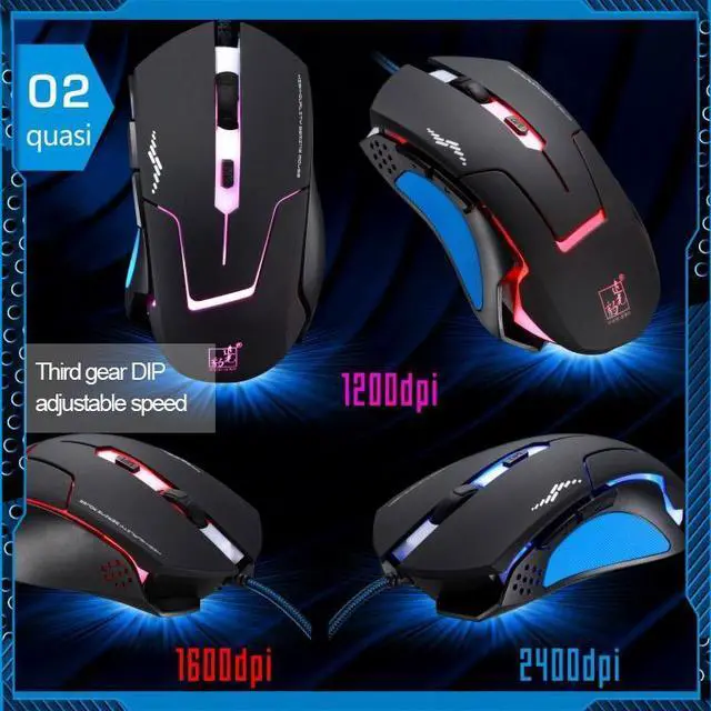 Alt view image 5 of 7 - T7 Wired 3 Color Changeable 1200 DPI 1600DPI 2400DPI Gaming USB Optical Mouse