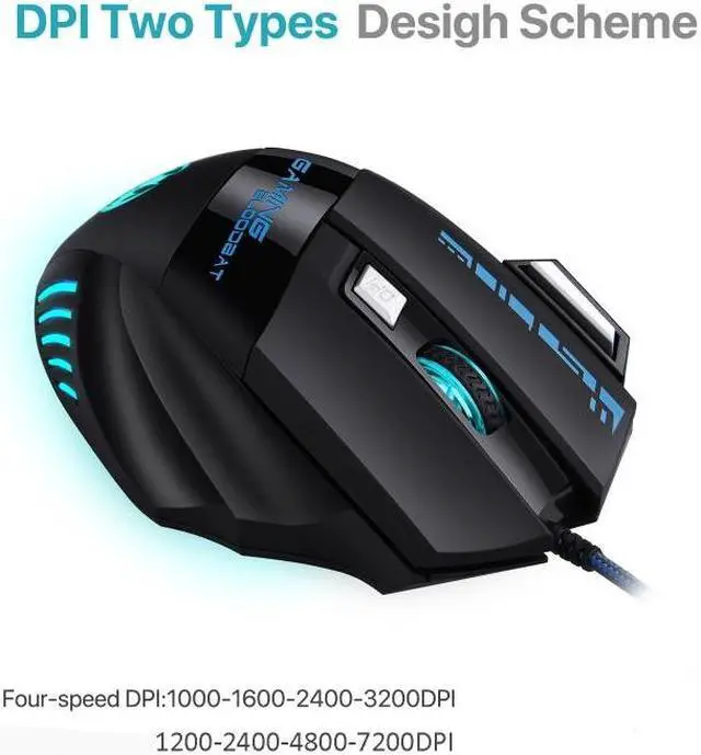 Alt view image 5 of 7 - GAMING BLOODBAT GM02 7 Keys USB Wired Optoelectronics Game Mouse Digital Respiratory Lights Mouse