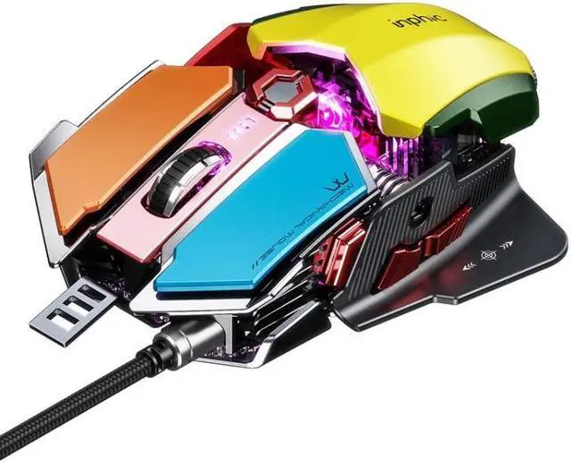 Main image of Inphic PG6 9 Keys Macro Definition Gaming USB Luminous Wired Mouse, Cable Length: 1.8 M (Colorful)