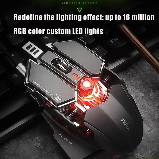 Alt view image 5 of 7 - Inphic PG6 9 Keys Macro Definition Gaming USB Luminous Wired Mouse, Cable Length: 1.8 M (Colorful)