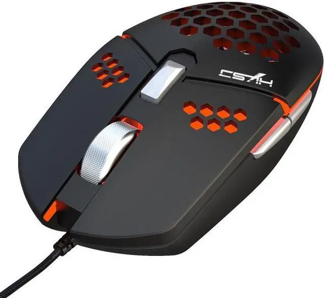 Alt view image 3 of 7 - HXSJ J400 6 Keys 8000DPI RGB Light Fan Cooling Gaming Wired Mouse J400