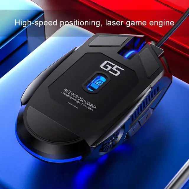 Alt view image 6 of 7 - YINDIAO G5 3200DPI 4-modes Adjustable 6-keys RGB Light Wired Gaming Mouse (Grey)
