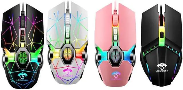 Alt view image 2 of 6 - LEAVEN 7 Keys 4000DPI USB Wired Computer Office Luminous RGB Mechanical Gaming Mouse, Cabel Length:1.5m, Colour: S10 Black S10 Black