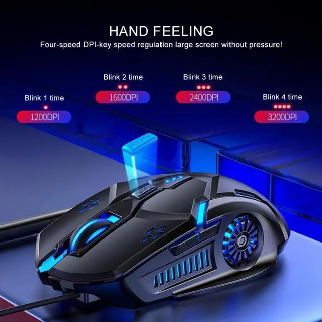 Alt view image 3 of 7 - YINDIAO G5 3200DPI 4-modes Adjustable 6-keys RGB Light Silent Wired Gaming Mouse (White)