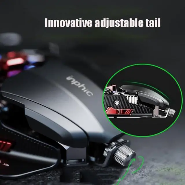 Alt view image 6 of 7 - Inphic PG6 9 Keys Macro Definition Gaming USB Luminous Wired Mouse, Cable Length: 1.8 M (Colorful)
