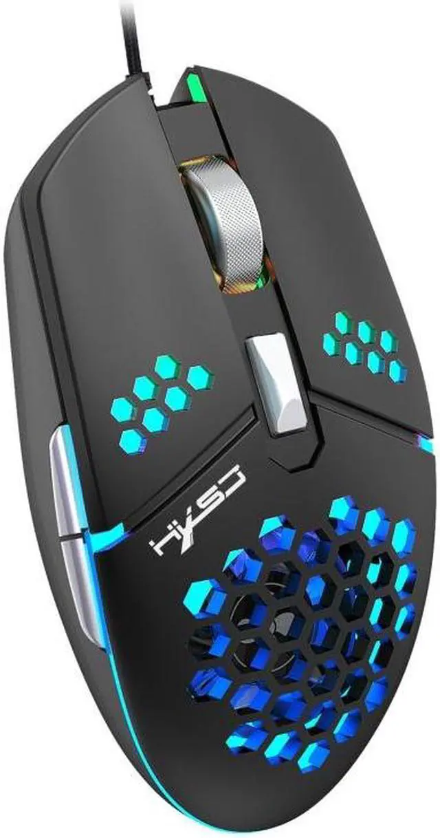 Alt view image 2 of 7 - HXSJ J400 6 Keys 8000DPI RGB Light Fan Cooling Gaming Wired Mouse J400