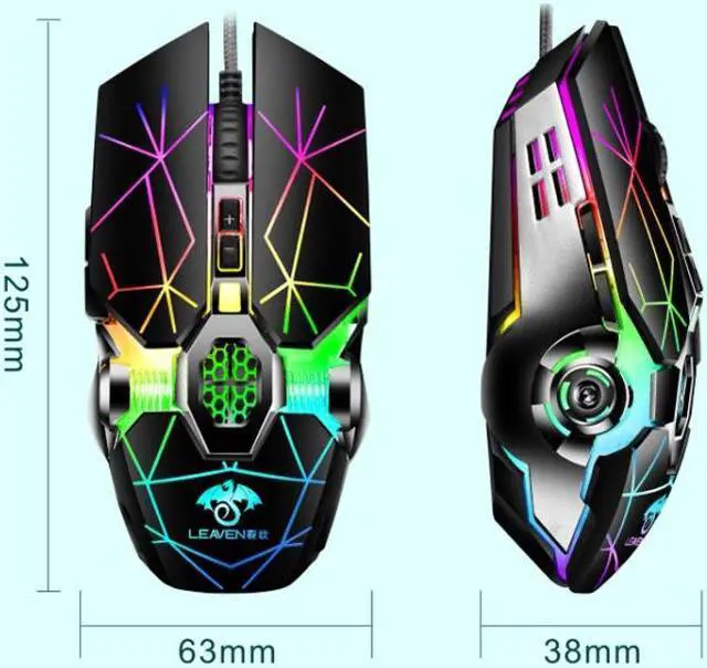 Alt view image 2 of 6 - LEAVEN 7 Keys 4000DPI USB Wired Computer Office Luminous RGB Mechanical Gaming Mouse, Cabel Length:1.5m, Colour: S30 White S30 White