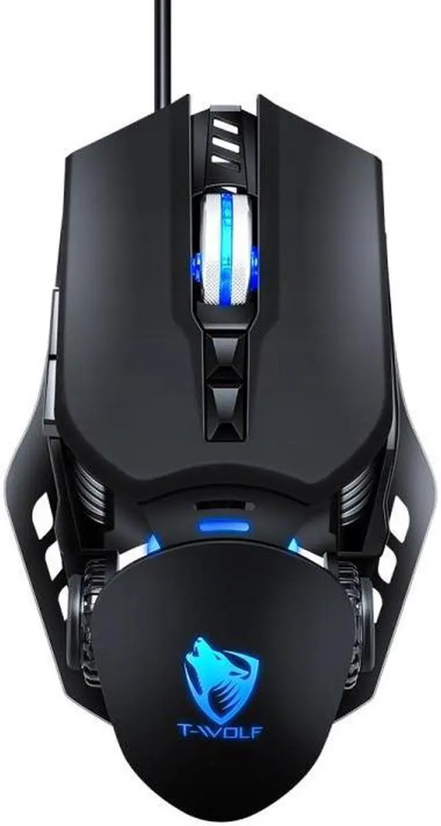 Main image of T-WOLF G530 USB Interface 7-Buttons 6400 DPI Wired Mouse Mechanical Gaming Macro Definition 4-Color Breathing Light Gaming Mouse, Cable Length: 1.5m ( Black)