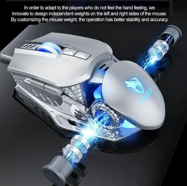 Alt view image 2 of 7 - T-WOLF G530 USB Interface 7-Buttons 6400 DPI Wired Mouse Mechanical Gaming Macro Definition 4-Color Breathing Light Gaming Mouse, Cable Length: 1.5m ( Black)