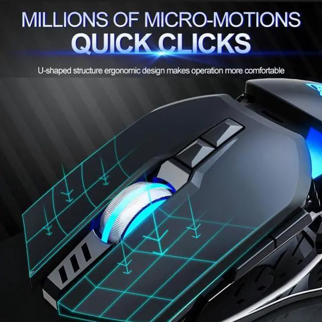 Alt view image 4 of 7 - T-WOLF G530 USB Interface 7-Buttons 6400 DPI Wired Mouse Mechanical Gaming Macro Definition 4-Color Breathing Light Gaming Mouse, Cable Length: 1.5m ( Black)