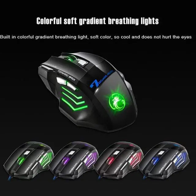 Alt view image 5 of 7 - IMICE X7 2400 DPI 7-Key Wired Gaming Mouse with Colorful Breathing Light, Cable Length: 1.8m (Sunset Yellow E-commerce Version)