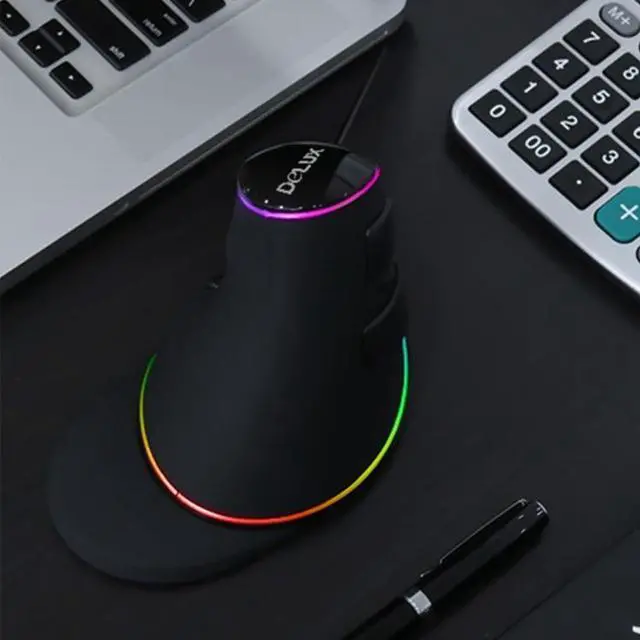 Alt view image 2 of 7 - DELUX M618 Plus RGB Wired Optical Mouse Ergonomic Vertical Mouse 4000DPI