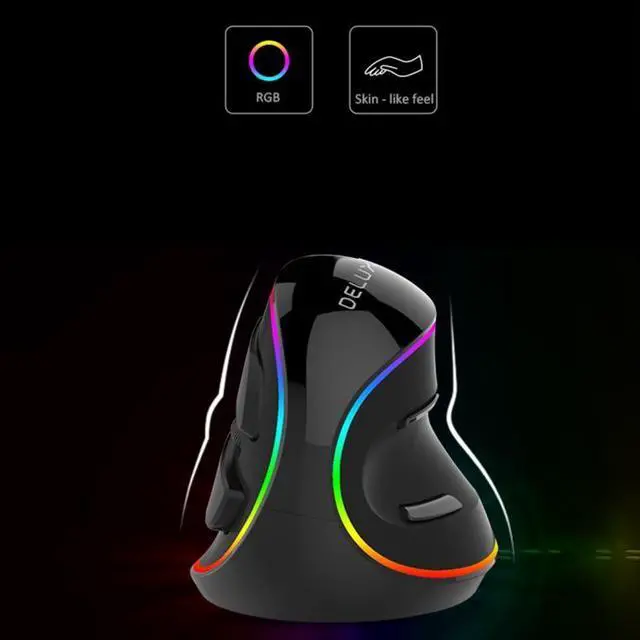 Alt view image 6 of 7 - DELUX M618 Plus RGB Wired Optical Mouse Ergonomic Vertical Mouse 4000DPI