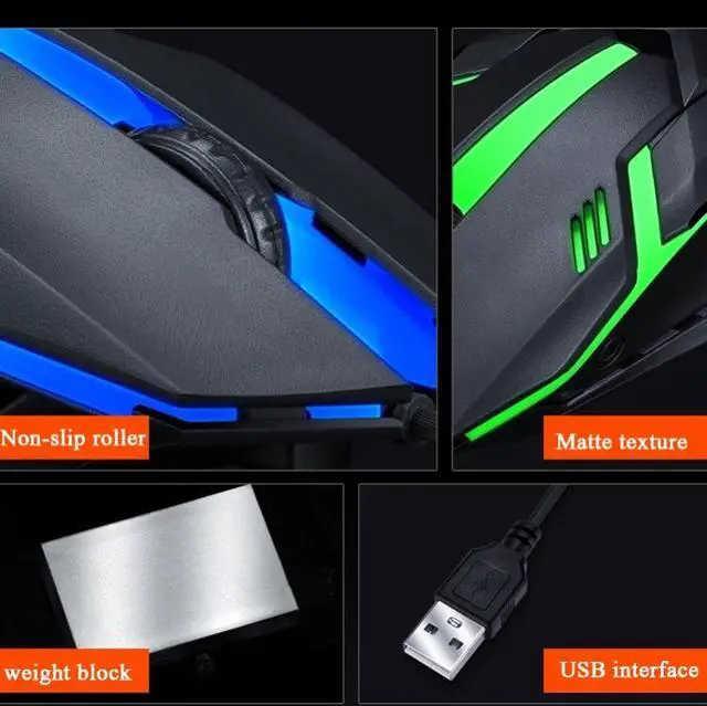 Alt view image 6 of 7 - 2 PCS T-WOLF V1 USB Interface 3-Buttons 1200 DPI Wired Mouse 7-Color Backlit Gaming Mouse, Cable Length: 1.35m