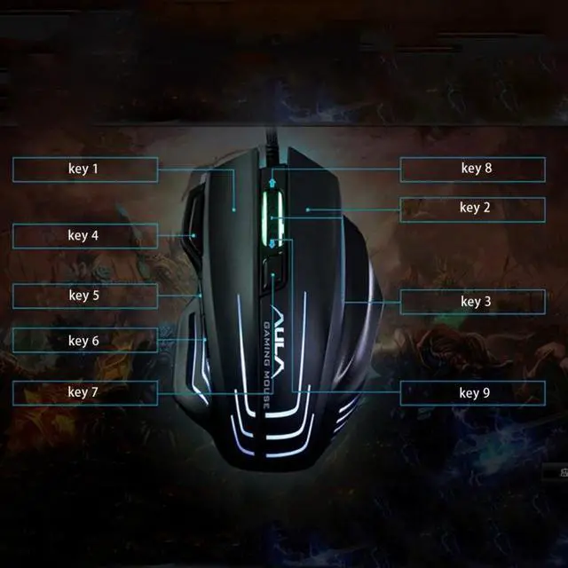 Alt view image 3 of 7 - Aula Series Ghost Shark II Colourful Light 7D Optical Competitive USB Wired Game Mouse, Maximum Resolution of 4000 DPI (Black)