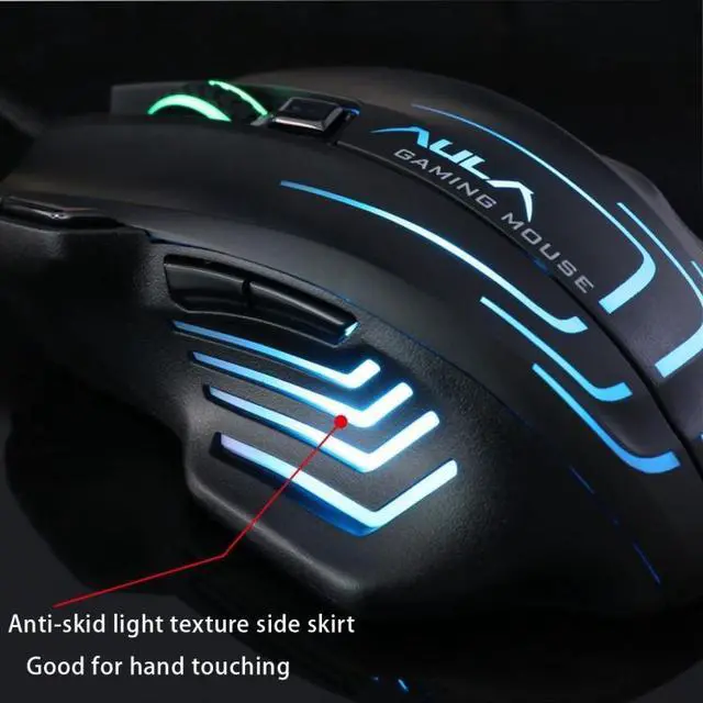 Alt view image 7 of 7 - Aula Series Ghost Shark II Colourful Light 7D Optical Competitive USB Wired Game Mouse, Maximum Resolution of 4000 DPI (Black)