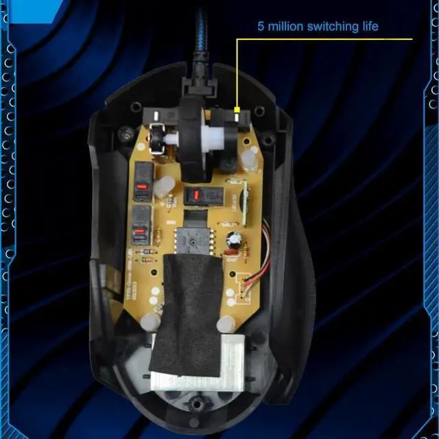 Alt view image 4 of 5 - Chasing Leopard T7 USB 6-keys 2400DPI Three-speed Adjustable Backlight Wired Optical Gaming Mouse Built-in Counter Weight, Length: 1.8m