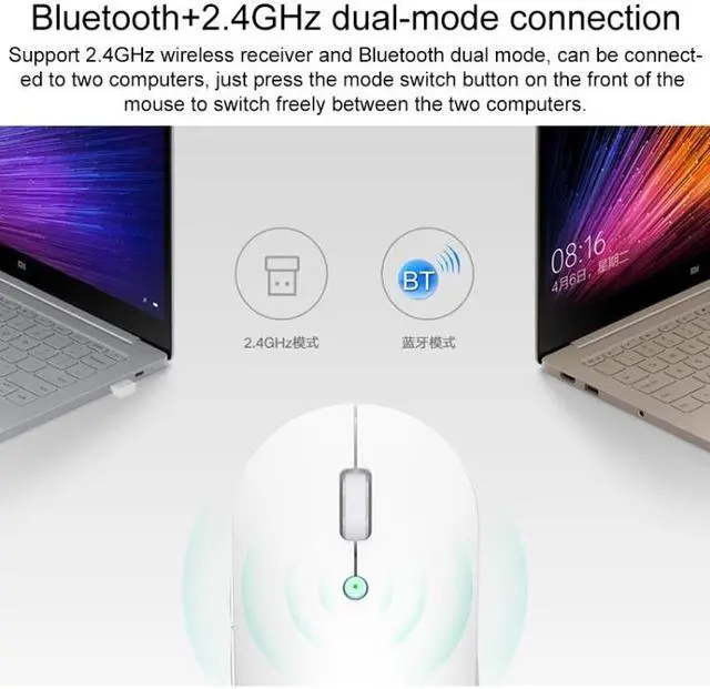 Alt view image 5 of 7 - Original Xiaomi 2.4G Wireless Bluetooth 4.2 Dual Mode Silent Mouse (Black)