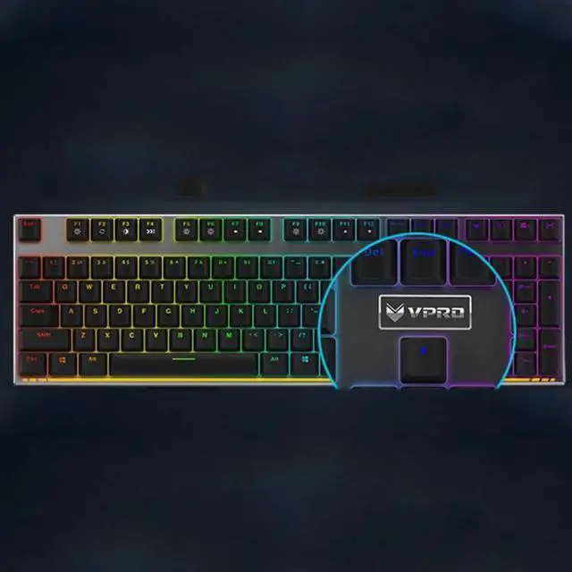 Alt view image 4 of 5 - Rapoo V720 108 Keys Full Color Backlit Game Mechanical Keyboard with Hand Rest (Green Shaft)