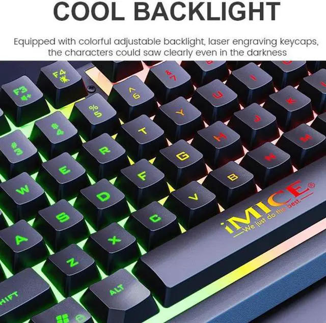 Alt view image 5 of 7 - IMICE AK-900 104 Keys Metal Backlit Gaming Wired Suspended Illuminated Keyboard, Cable Length: 1.5m (Black)