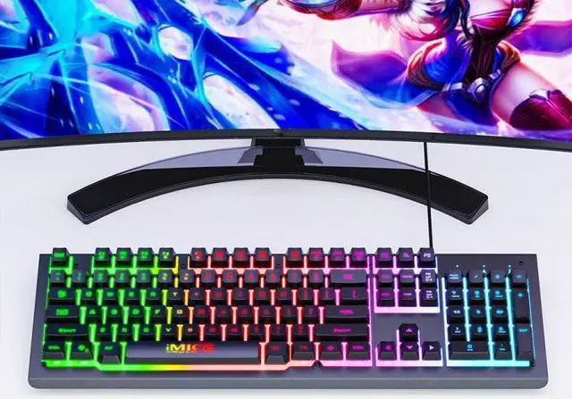Alt view image 7 of 7 - IMICE AK-900 104 Keys Metal Backlit Gaming Wired Suspended Illuminated Keyboard, Cable Length: 1.5m (Black)