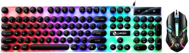 Main image of TX300 Mechanical Feel Backlight Punk Wired Keyboard Mouse Set (Black)