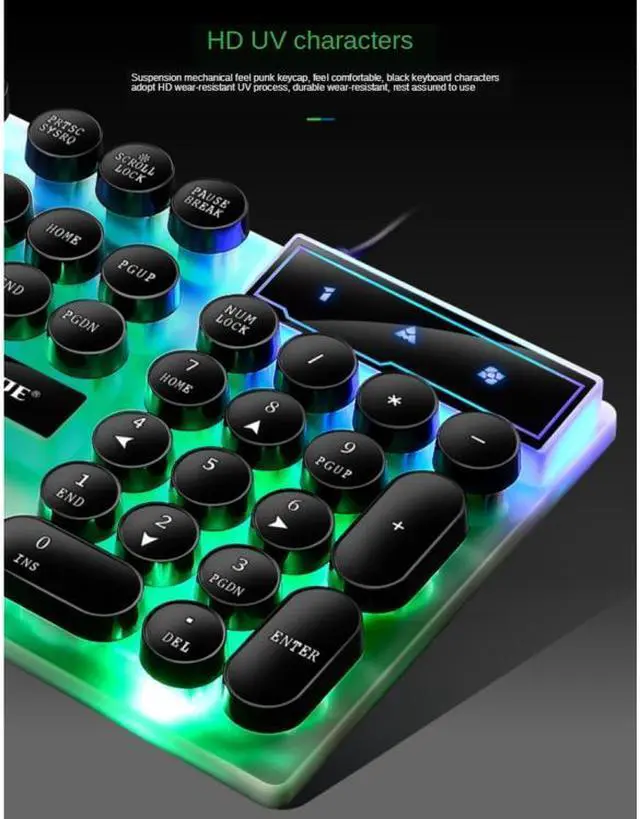 Alt view image 5 of 7 - TX300 Mechanical Feel Backlight Punk Wired Keyboard Mouse Set (Black)