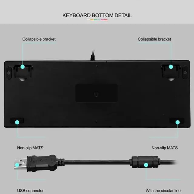 Alt view image 5 of 7 - LEAVEN K550 87 Keys Green Shaft Gaming Athletic Office Notebook Punk Mechanical Keyboard, Cable Length: 1.8m (Black)