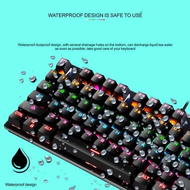 Alt view image 3 of 7 - LEAVEN K550 87 Keys Green Shaft Gaming Athletic Office Notebook Punk Mechanical Keyboard, Cable Length: 1.8m (Black)