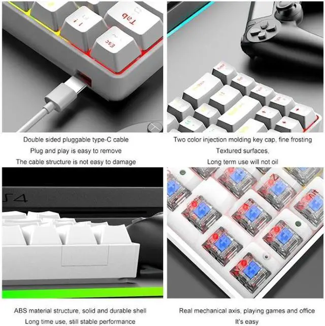 Alt view image 3 of 7 - ZIYOU LANG T8 68 Keys RGB Luminous Gaming Mechanical Keyboard, Cable Length:1.6m T8 White Red Shaft (White Red Shaft)