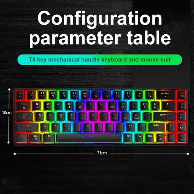 Alt view image 5 of 7 - ZIYOU LANG T8 68 Keys RGB Luminous Gaming Mechanical Keyboard, Cable Length:1.6m T8 White Red Shaft (White Red Shaft)