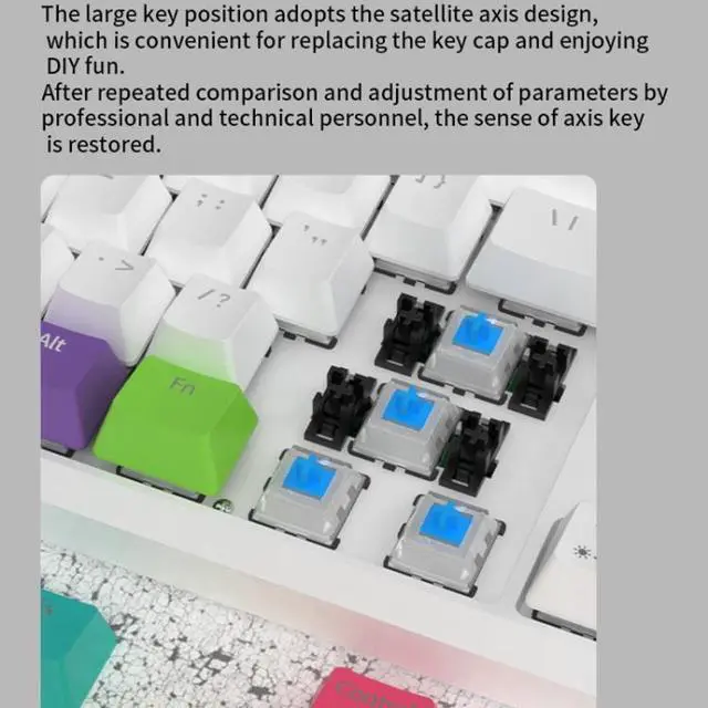 Alt view image 4 of 7 - Ajazz K870T 87-keys Wired Bluetooth + Type-C Rechargeable Mechanical Keyboard  Mini RGB Backlit Keyboard, Cable Length: 1.6m (Black Shaft)
