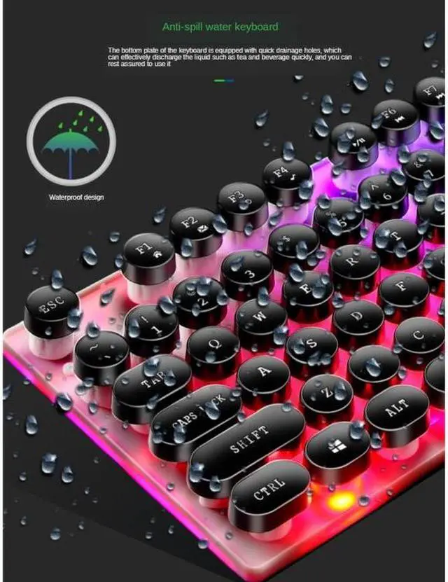 Alt view image 6 of 7 - TX300 Mechanical Feel Backlight Punk Wired Keyboard Mouse Set (Black)