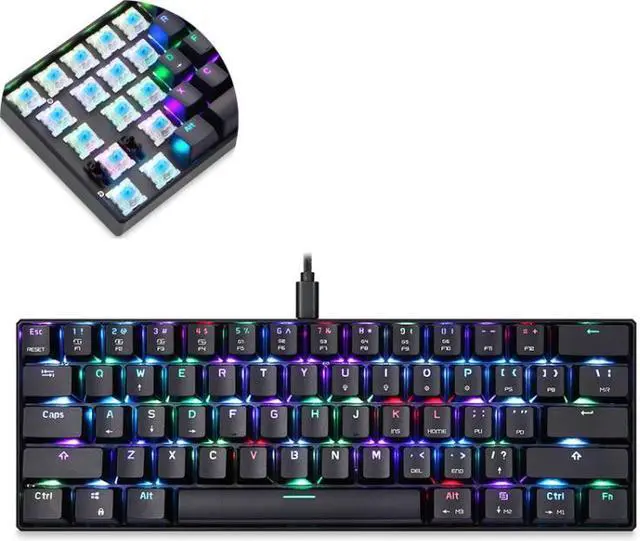 Main image of MOTOSPEED CK61 61 Keys  Wired Mechanical Keyboard RGB Backlight with 14 Lighting Effects, Cable Length: 1.5m Green Shaft
