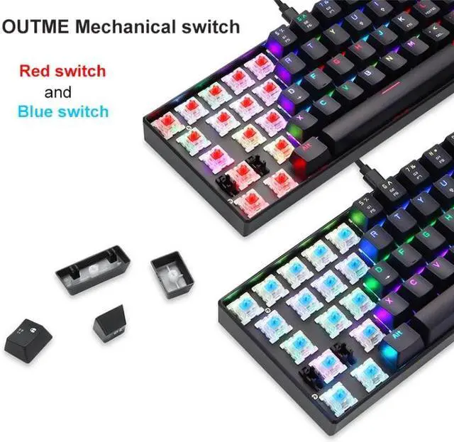 Alt view image 3 of 7 - MOTOSPEED CK61 61 Keys  Wired Mechanical Keyboard RGB Backlight with 14 Lighting Effects, Cable Length: 1.5m Green Shaft