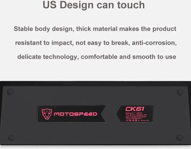 Alt view image 5 of 7 - MOTOSPEED CK61 61 Keys  Wired Mechanical Keyboard RGB Backlight with 14 Lighting Effects, Cable Length: 1.5m Green Shaft