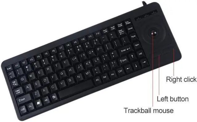 Alt view image 3 of 7 - DS-8900 PS / 2 Interface Prevent Water Splashing Laser Engraving Character One-piece Wired Trackball Keyboard, Length: 1.5m