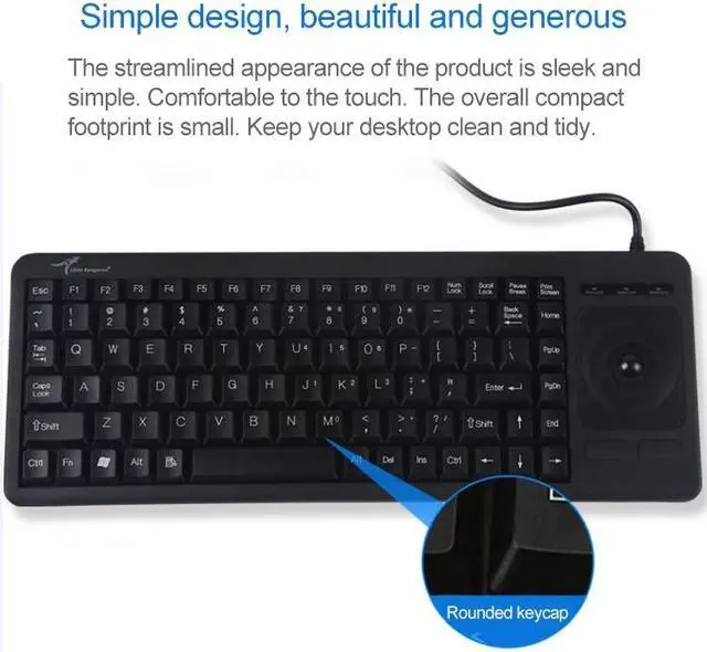 Alt view image 6 of 7 - DS-8900 PS / 2 Interface Prevent Water Splashing Laser Engraving Character One-piece Wired Trackball Keyboard, Length: 1.5m