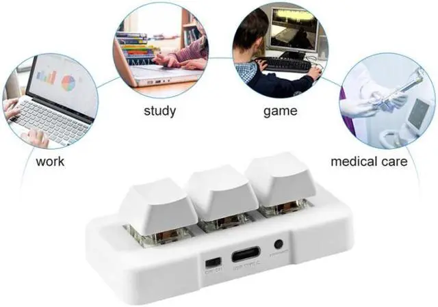Alt view image 7 of 7 - MK321 3 Keys Custom Keys Game Office PS Clip Macro Programming Keypad, Cable Length: 1.5m (Black)