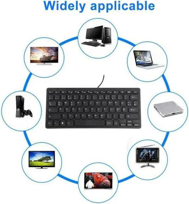 Alt view image 7 of 7 - TT-A01 Ultra-thin Design Mini Wired Keyboard, German Version (Black)