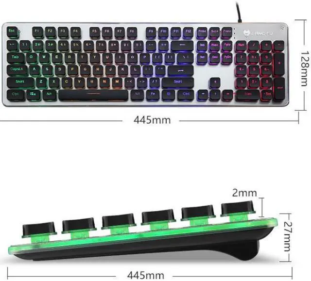 Alt view image 3 of 7 - LANGTU L1 104 Keys USB Home Office Film Luminous Wired Keyboard, Cable Length:1.6m L1 White Light Pink (White Light Pink)