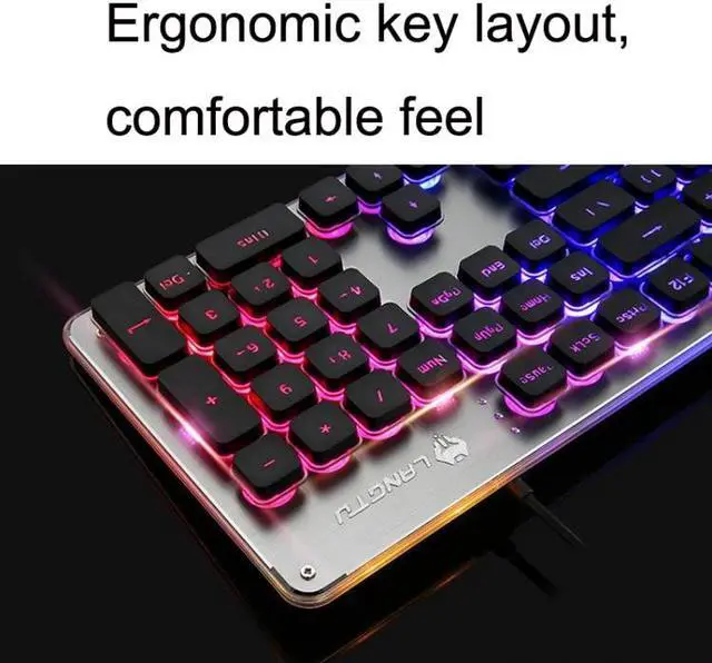 Alt view image 6 of 7 - LANGTU L1 104 Keys USB Home Office Film Luminous Wired Keyboard, Cable Length:1.6m L1 White Light Pink (White Light Pink)