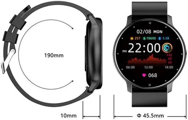 Alt view image 3 of 7 - ZL02 Heart Rate Monitoring Pedometer Smart Watch Silicone Band (Blue) (Blue) Black